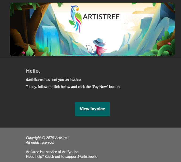 email example when I send an invoice